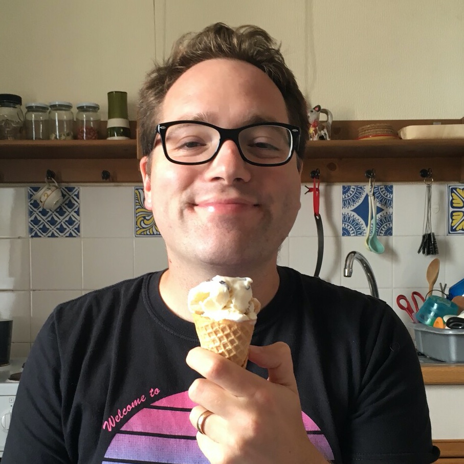 Me holding an ice cream